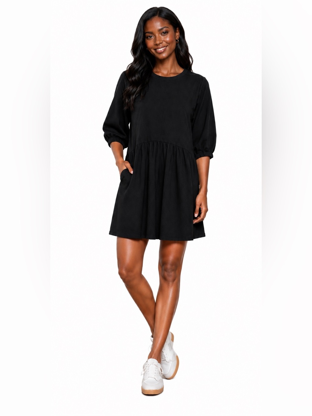 Boohoo Black Sweat Smock Midi Dress